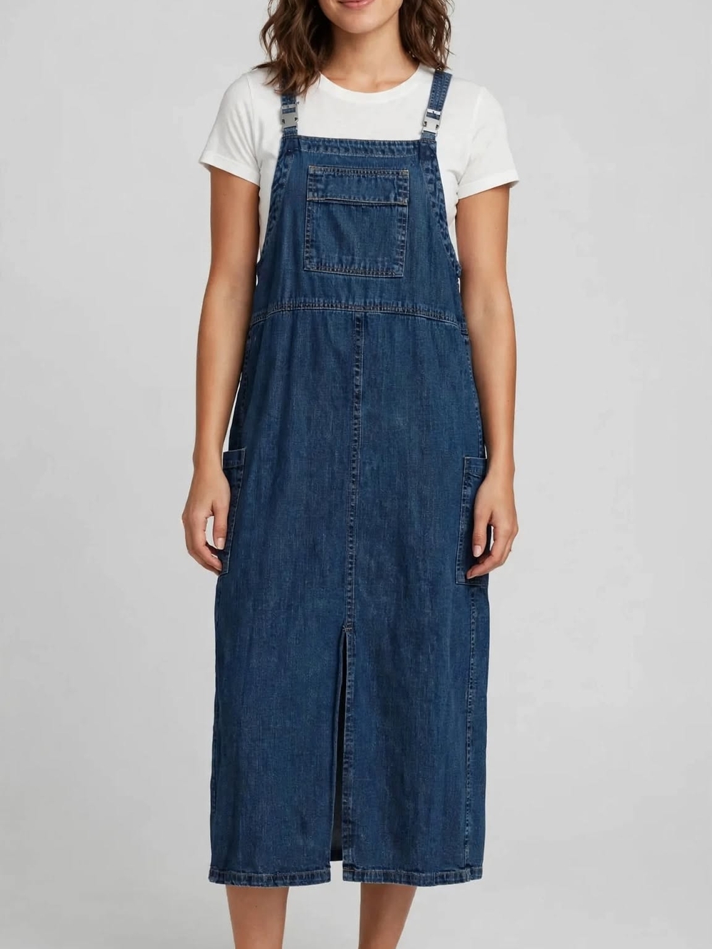 Faded Glory Dark Blue Denim Pinafore Overall Dress